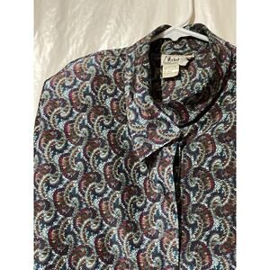Notations Vintage 80s Blouse Size 12 Secretary Career Paisley High Neck